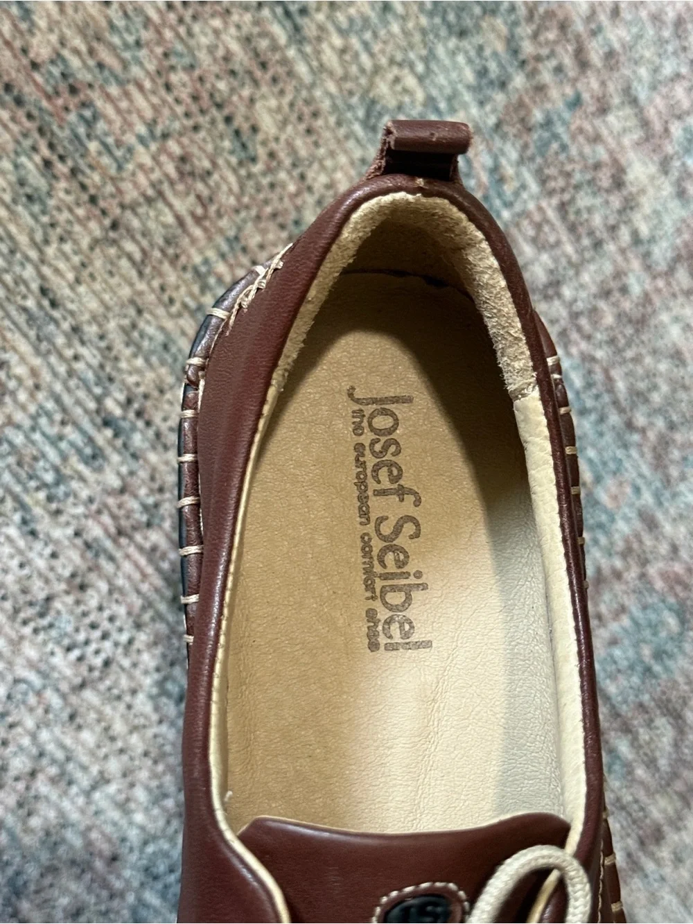 Josef Seibel Lindsay 2 Brown Leather Whipstitch Oxford Comfort Shoes Size 39